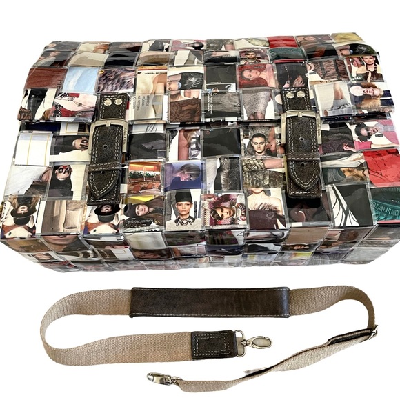 Designer Travel Weekend Bag/Large Tote Artisan Laminated Recycled Magazines - Picture 10 of 16